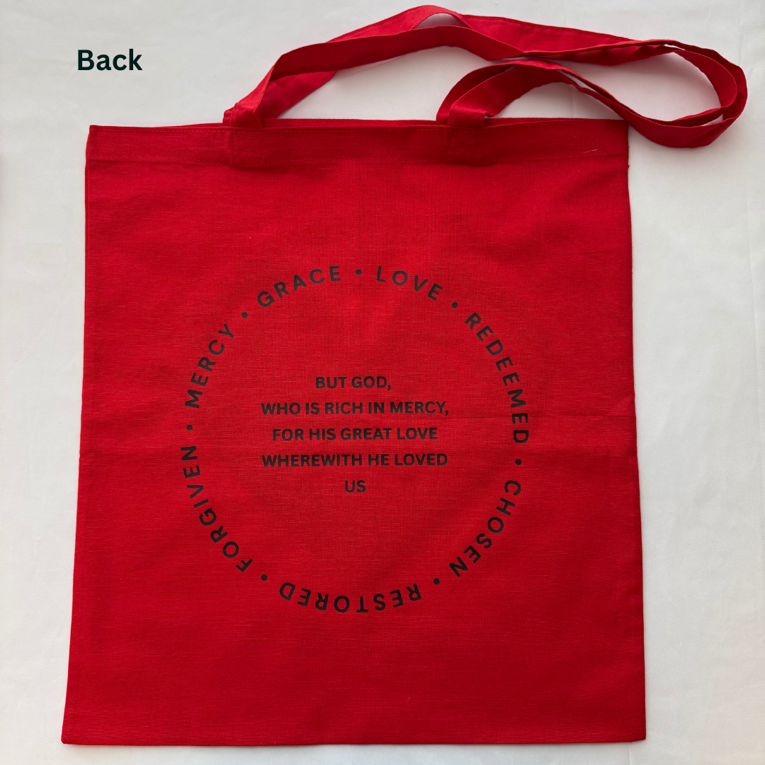 Red "But God" Tote Bag