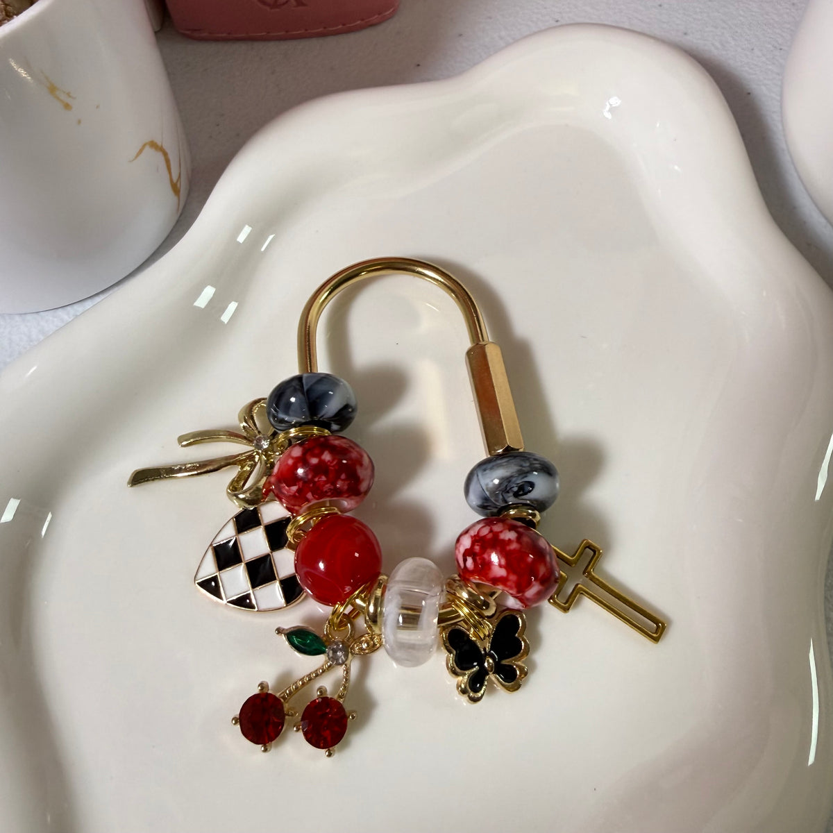“Checkered Crush” Bag Charm