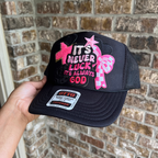 It's Never Luck, It's Always God Trucker Hat: Christian Faith Statement