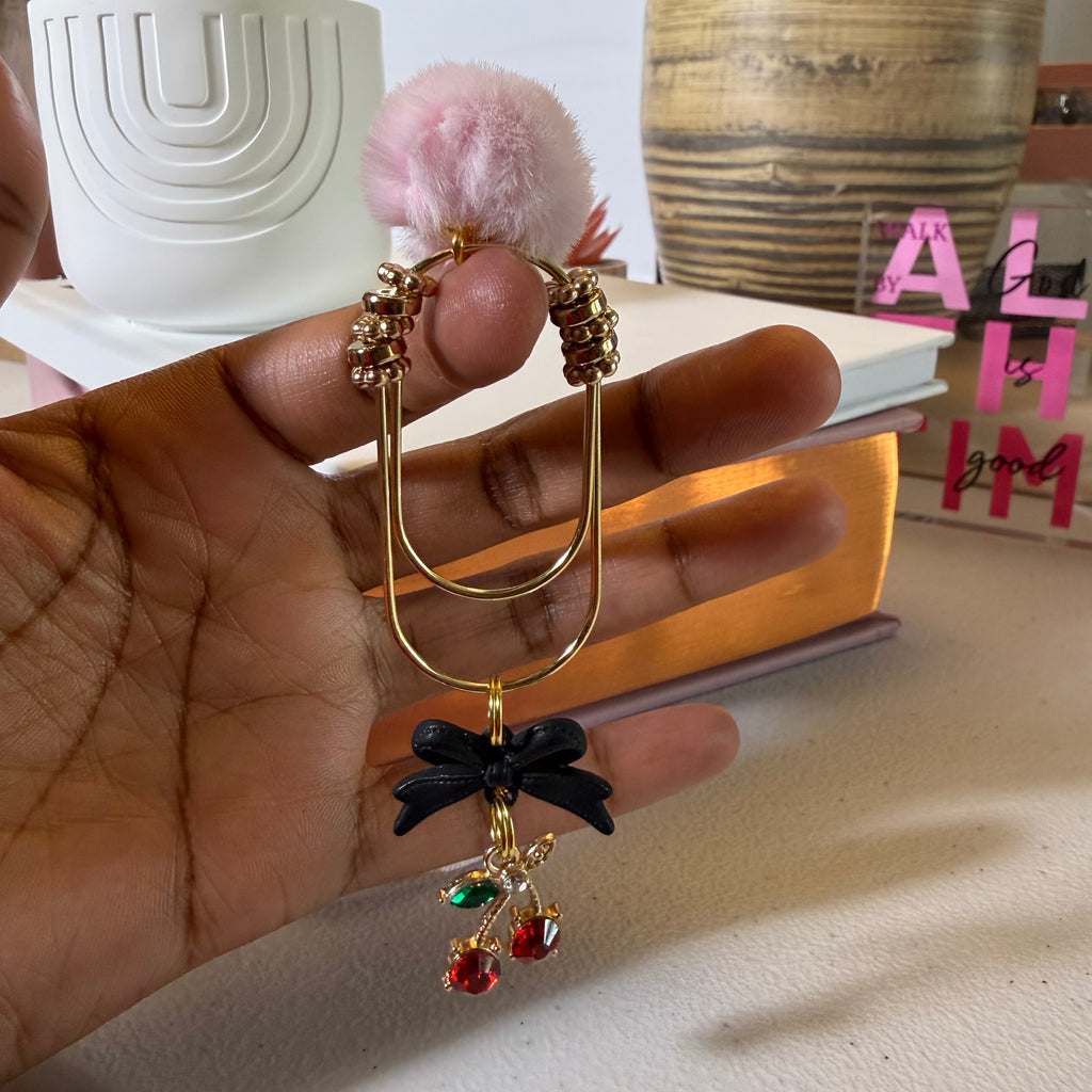 Gold Jumbo PomPom Paper Clip Bookmarks, Binder Charms