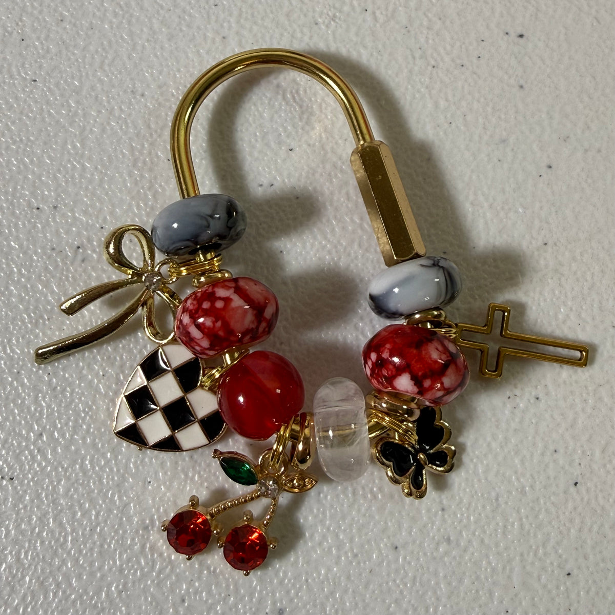 “Checkered Crush” Bag Charm
