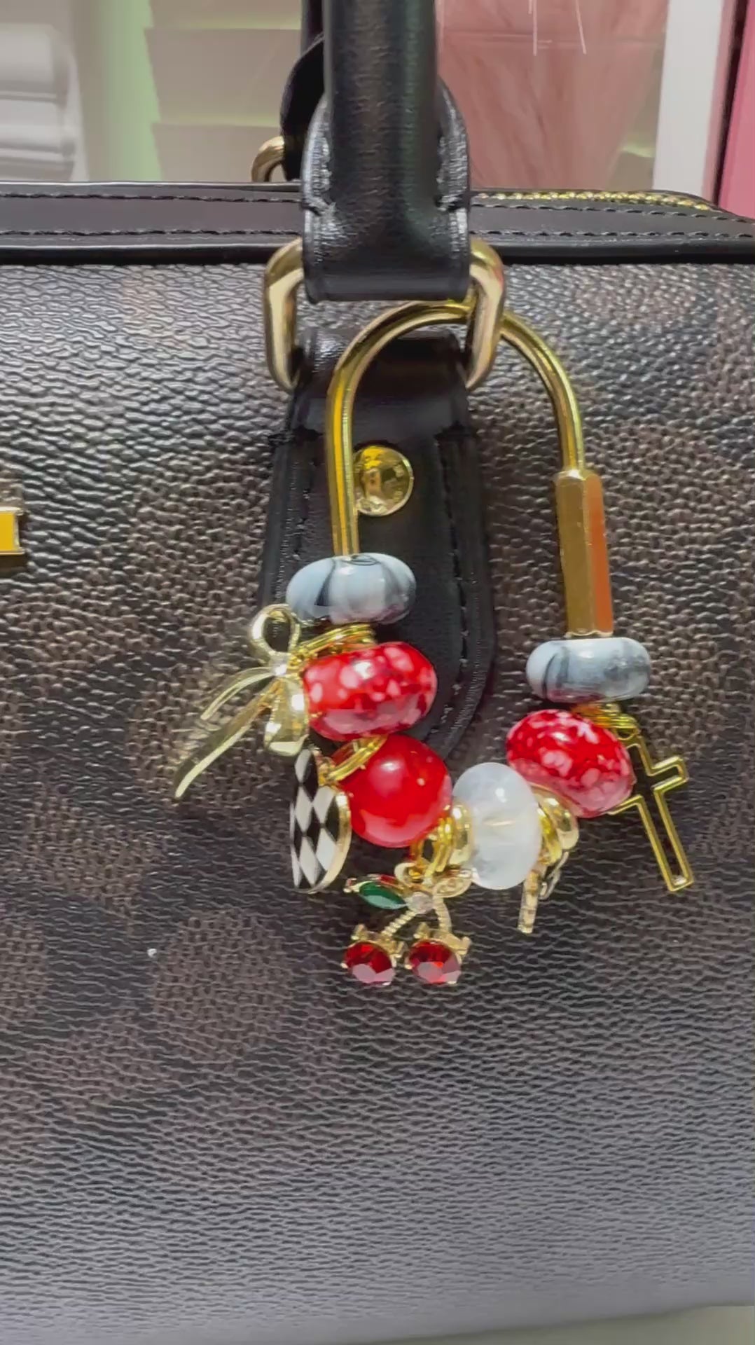 “Checkered Crush” Bag Charm